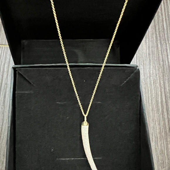 14K Yellow Gold with Diamonds Claw 18in Necklace - Picture 2 of 4